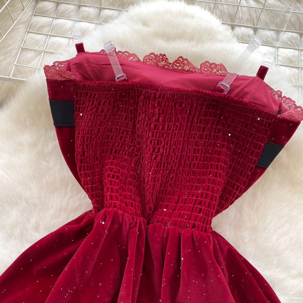 3D Rose Lace Patchwork Suede Dress