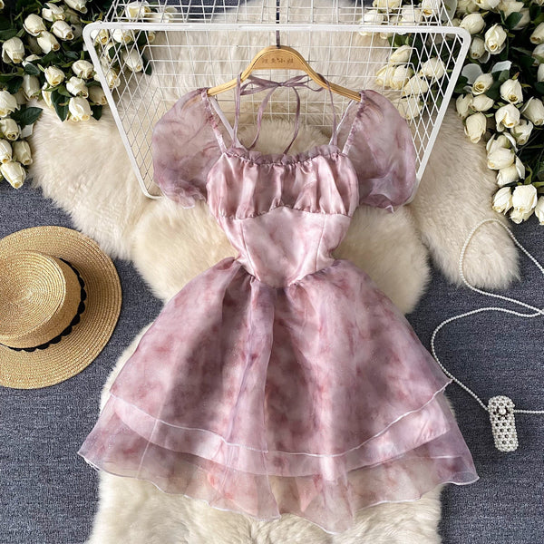 Fairy Tie-dye Puffy Mesh Dress