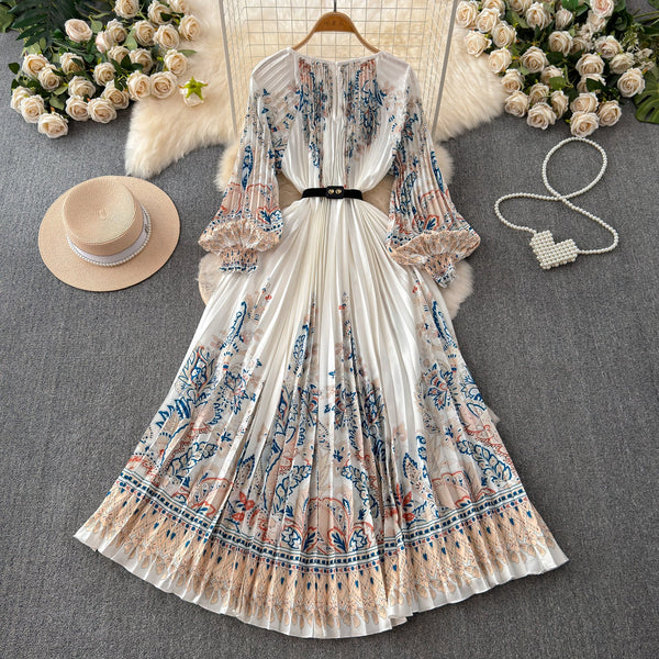 Courtly Floral Printed A-line Dress