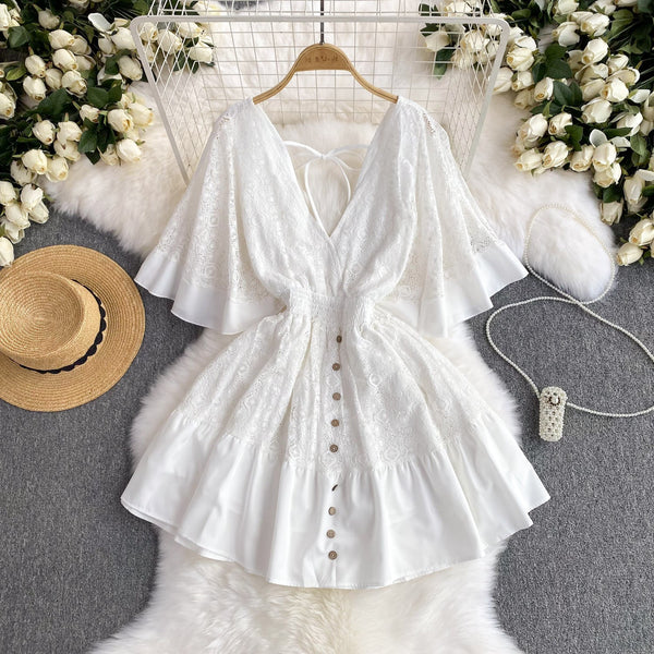 Sweetie V-neck Lace Patchwork Dress