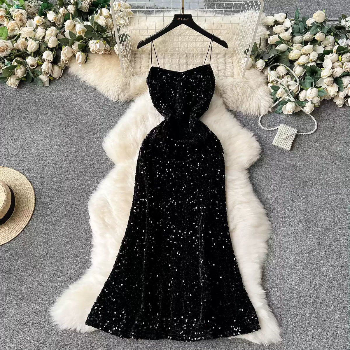 Party Sequined Fishtail Slip Dress