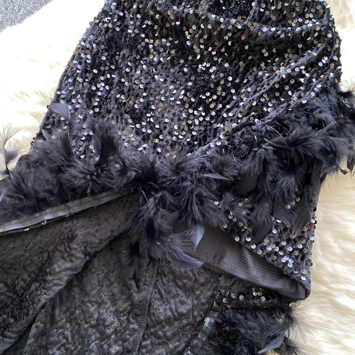 Irregular Design Sequined Velvet Dress