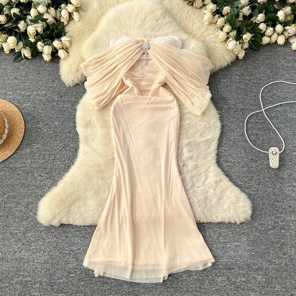 Sequined Embroidered Off-shoulder Mesh Dress