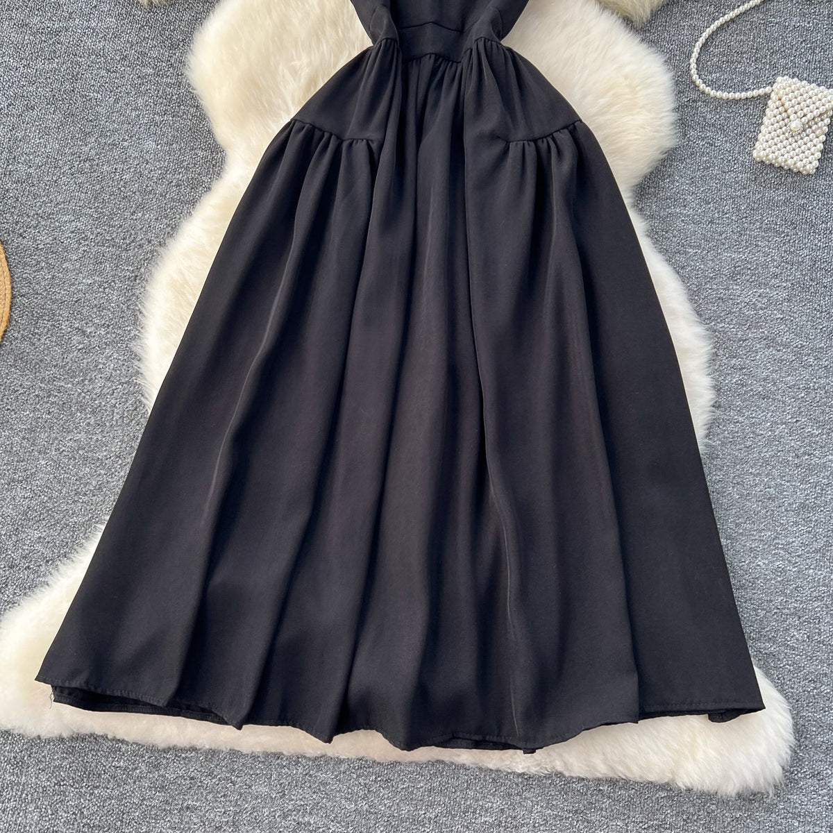 Beaded Sleeveless Halter Black Dress
