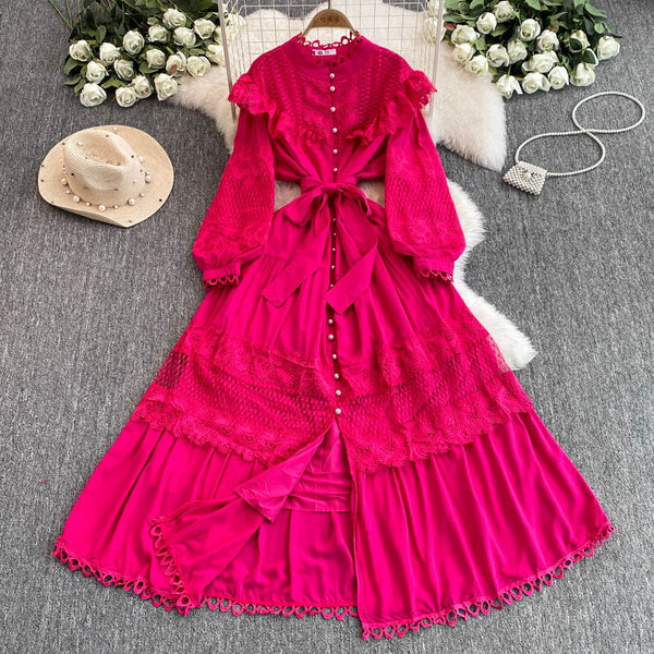 Courtly Lace Patchwork Shirt Dress