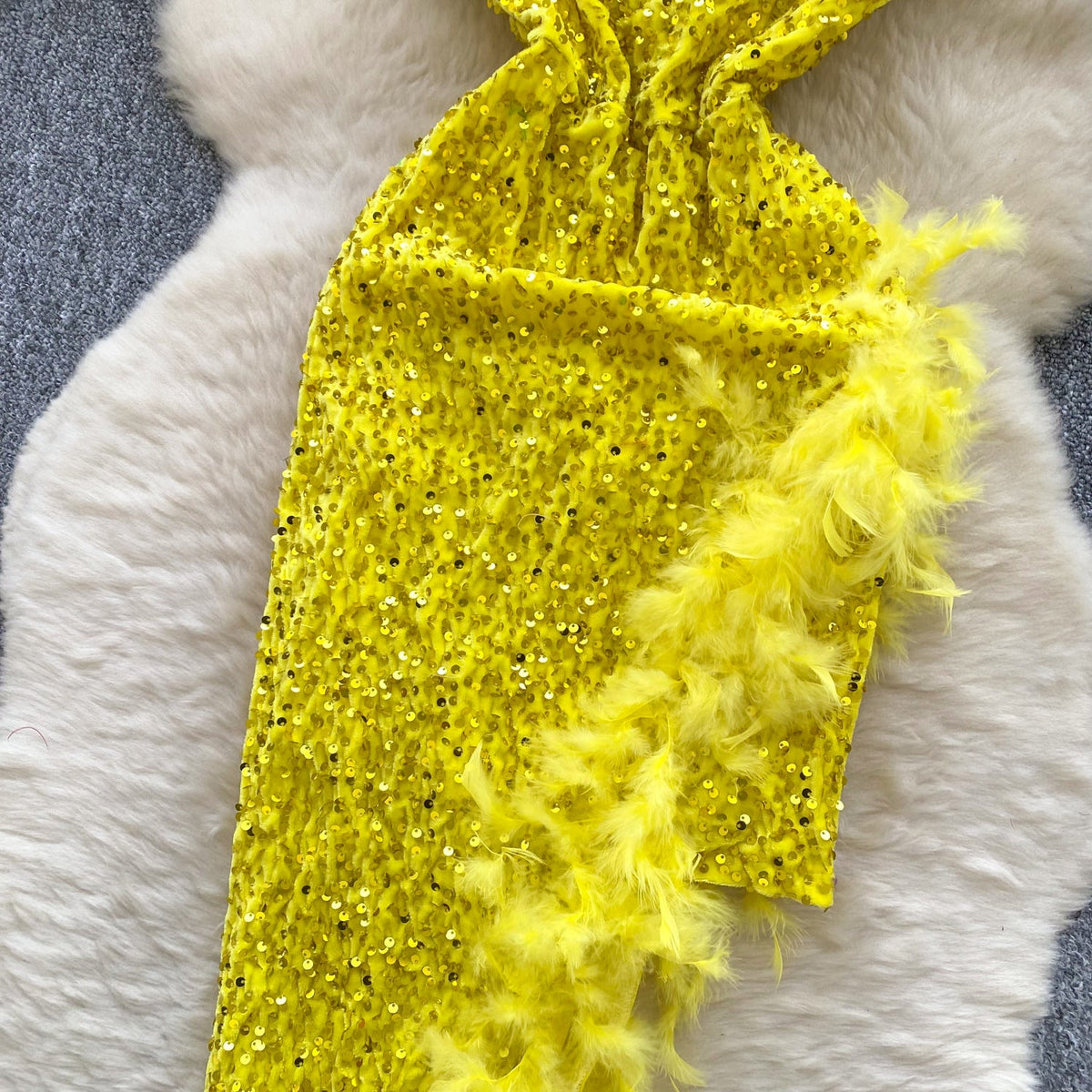Irregular Design Sequined Velvet Dress