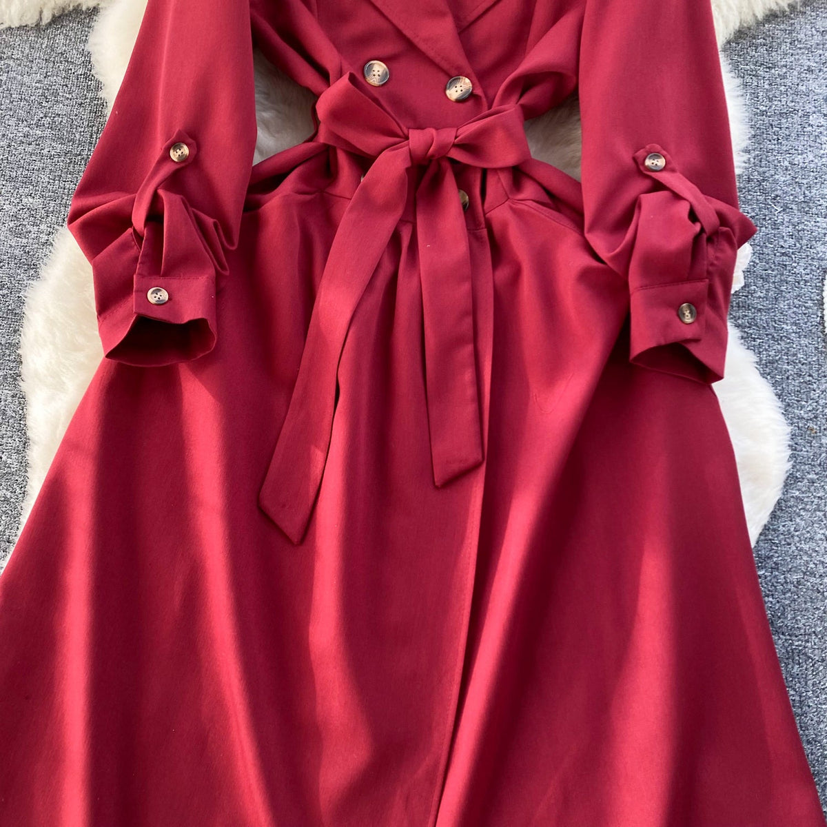 Premium Double-breasted Suit Collar Dress
