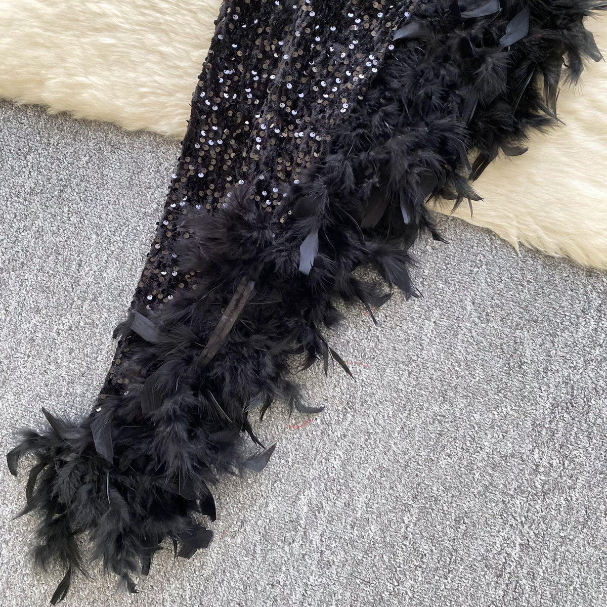 Irregular Design Sequined Velvet Dress