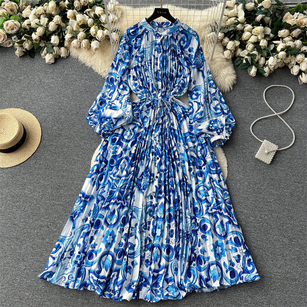 Crew Neck Floral Printed Shirt Dress