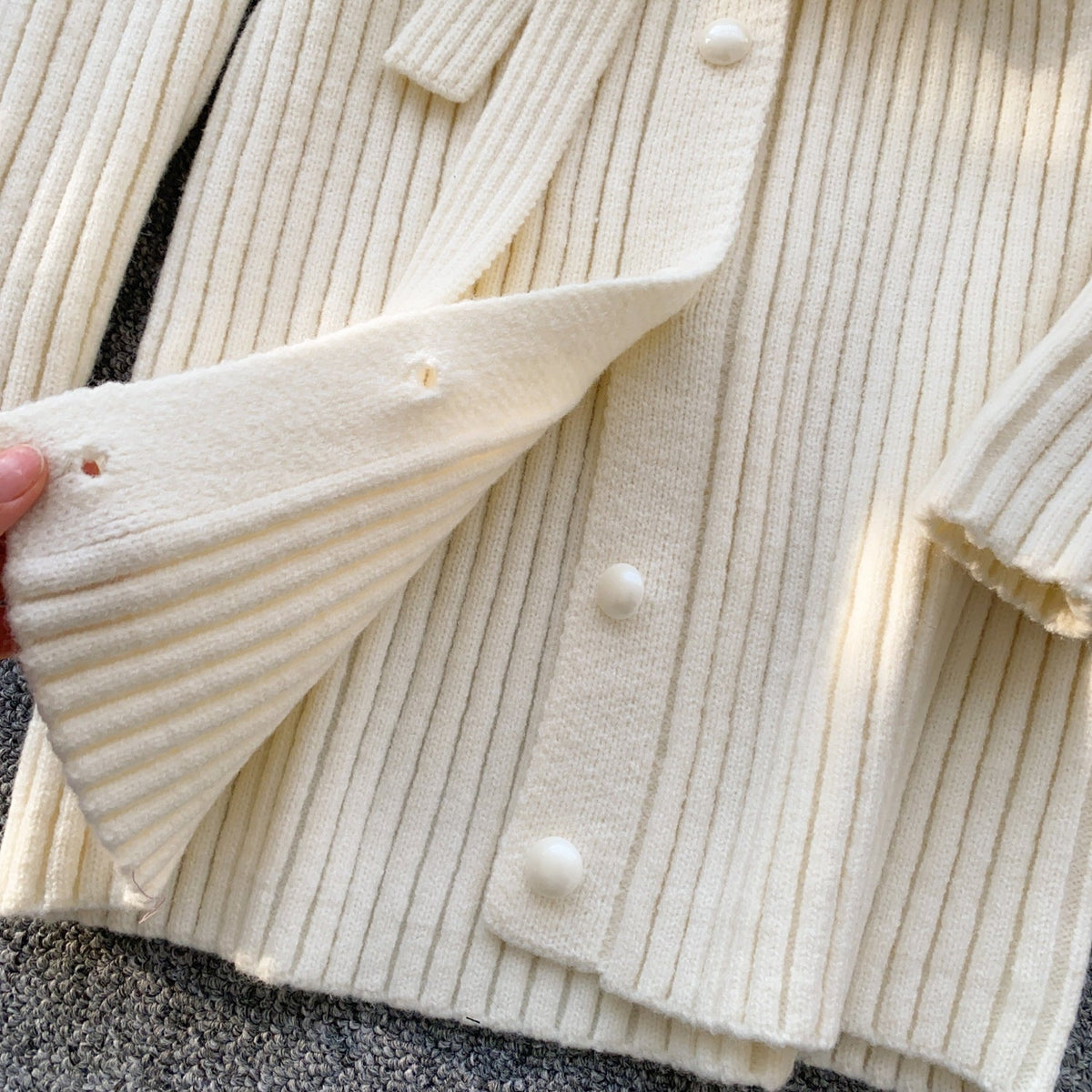 Furry Collar Lace-up Knit Dress