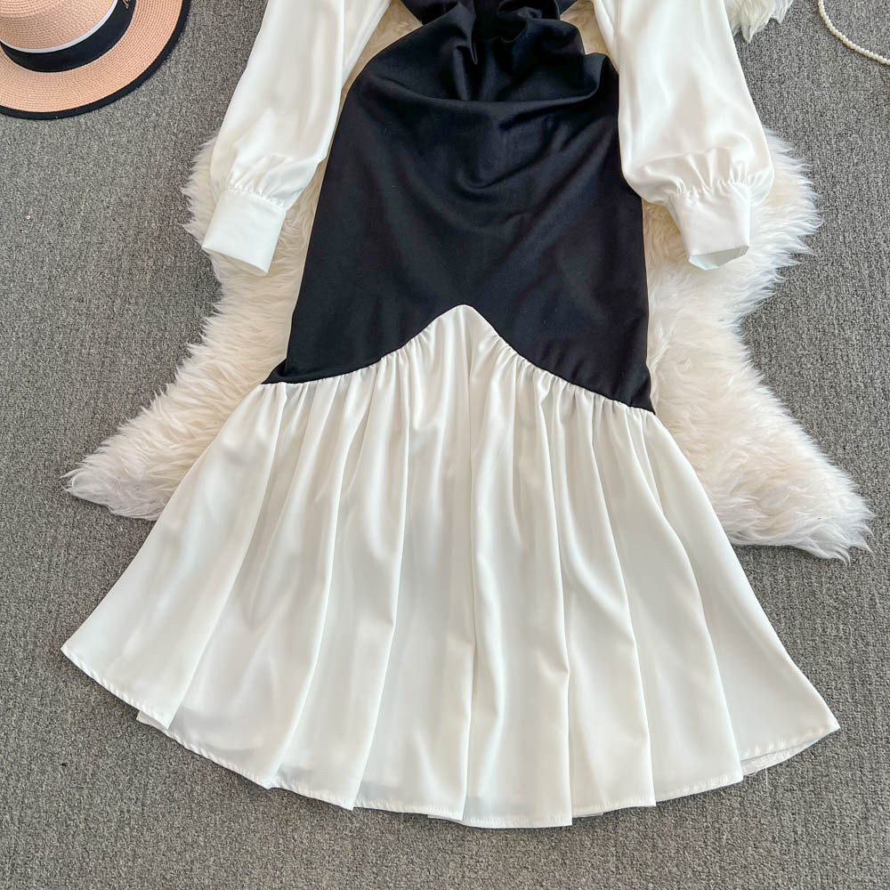 Color Blocking Patchwork Fishtail Dress