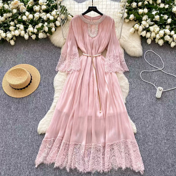 Rhinestone Studded Mesh Patchwork Dress