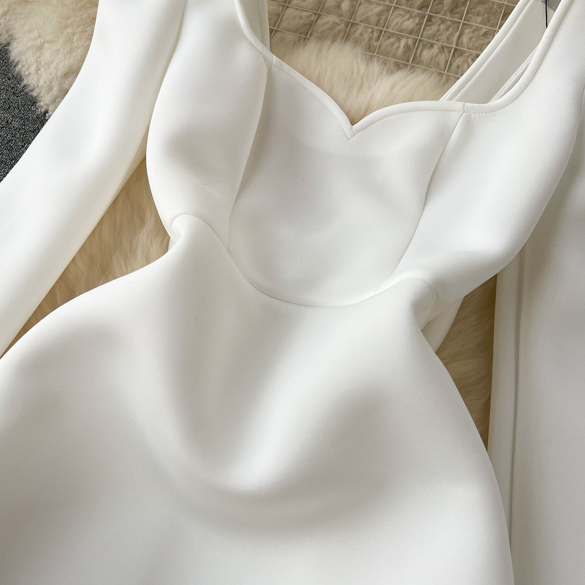 Hollowed Bow White Wedding Dress
