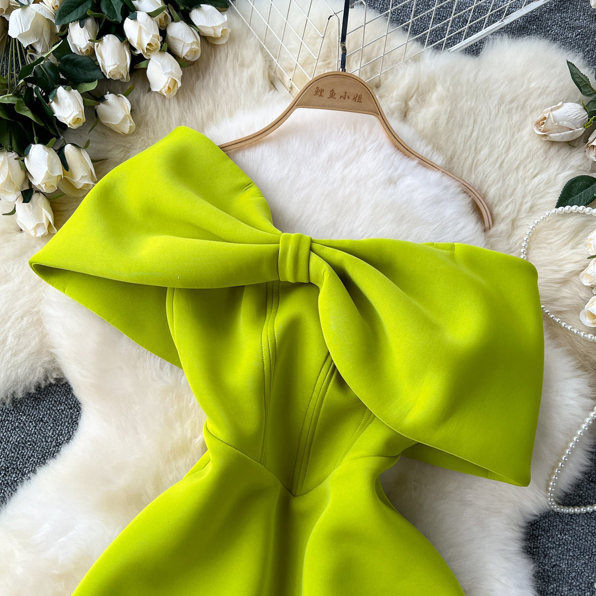 Knotted Strapless Neckline A-line Dress