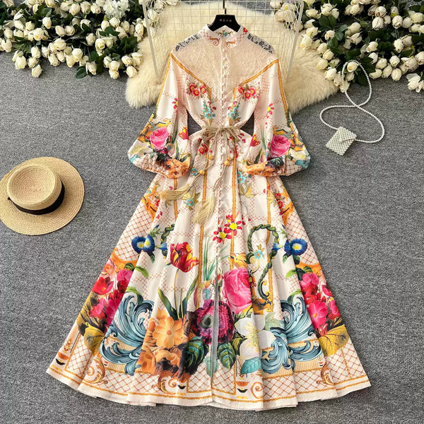 Courtly Mesh Patchwork Floral Dress