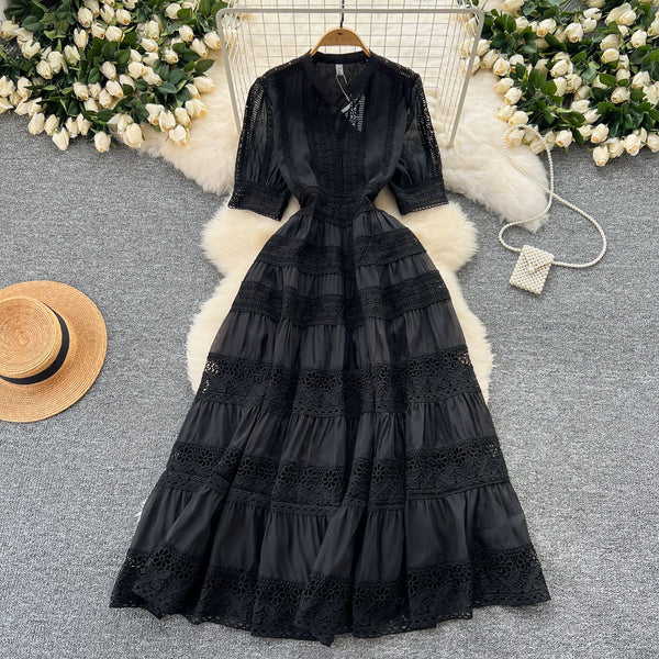 Courtly Elegant Lace Patchwork Dress