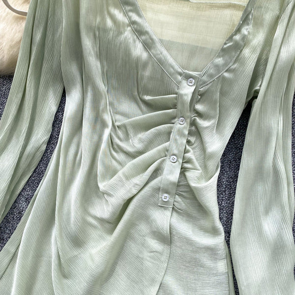 Irregular Design Gown&Slip Dress 2Pcs