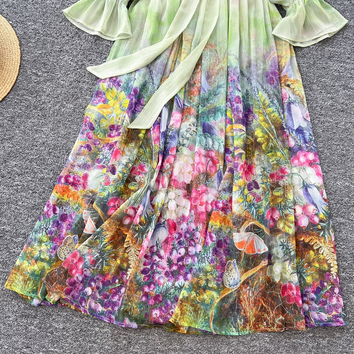 Fairy V-neck Floral Chiffon Dress