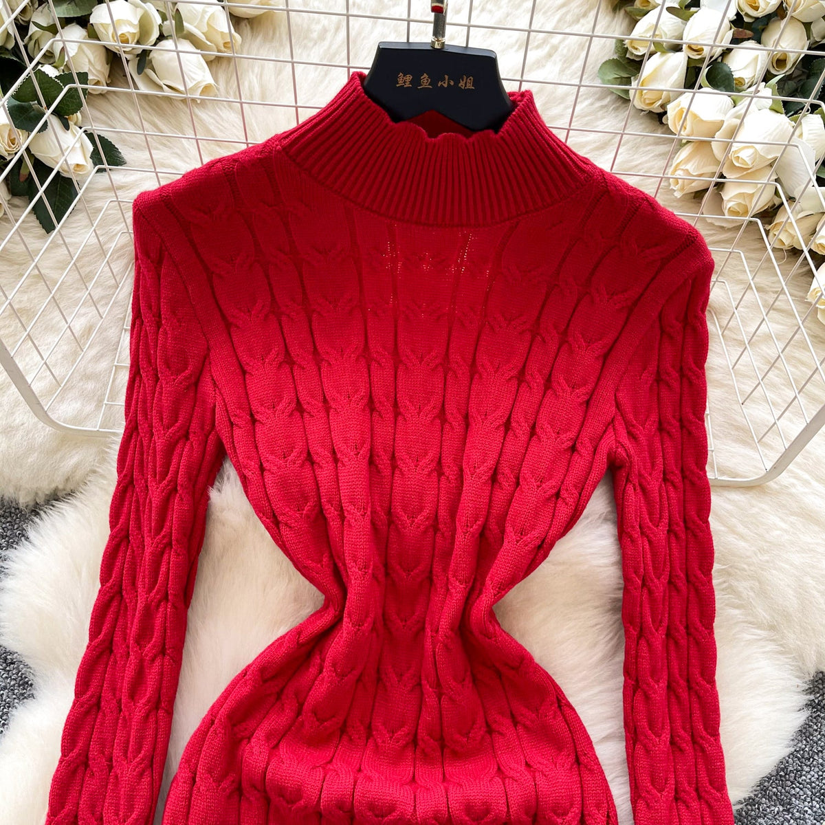 Niche Twisted Knit Backless Sweater Dress