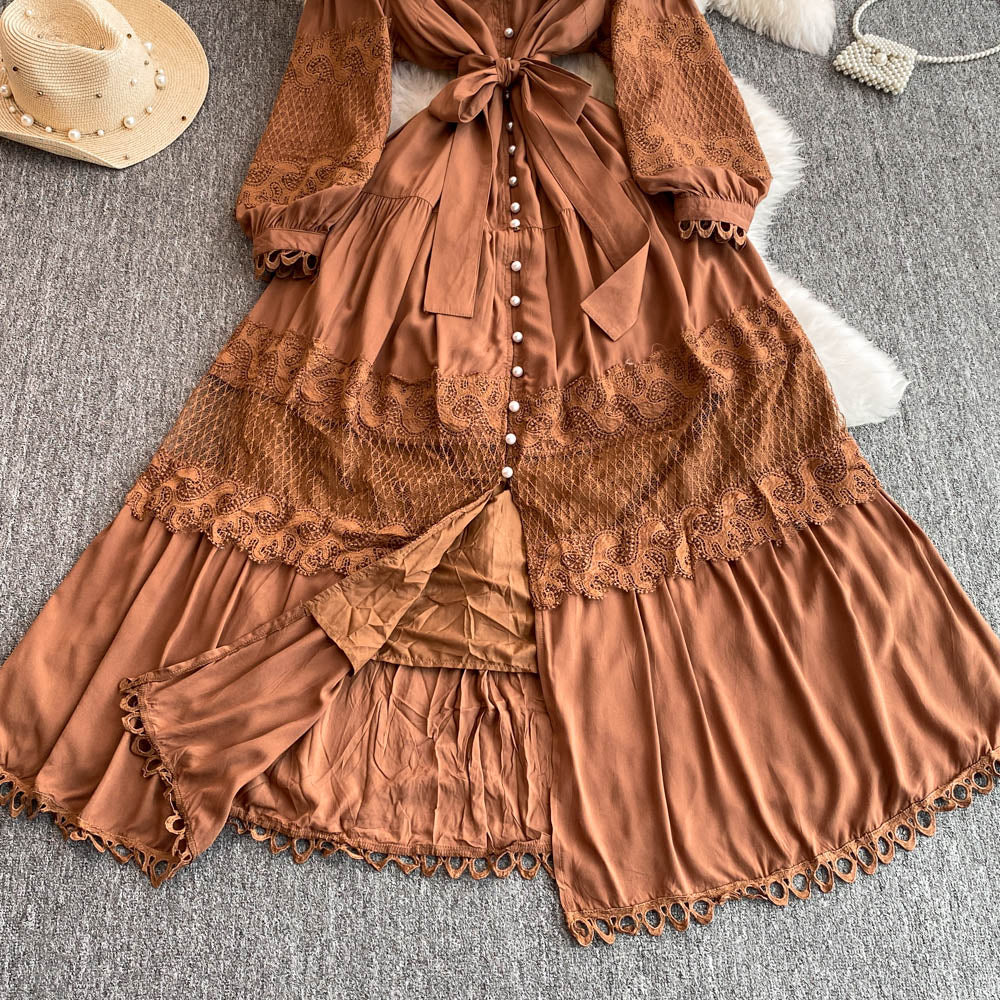 Courtly Lace Patchwork Shirt Dress