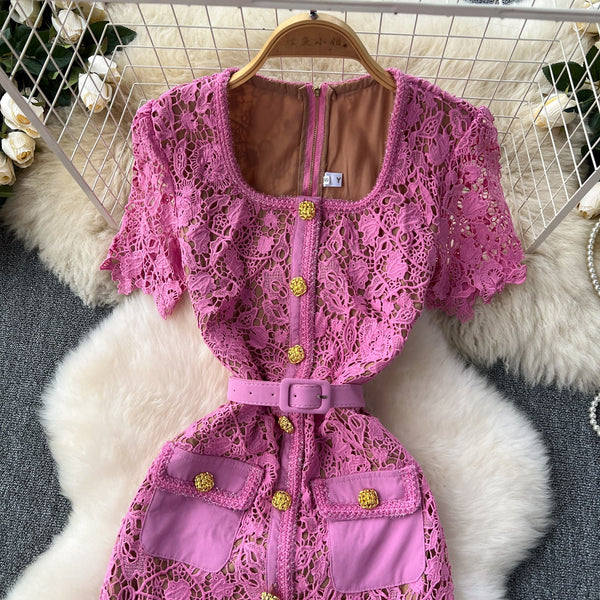 Elegant Delicate Embroidered Lace Dress