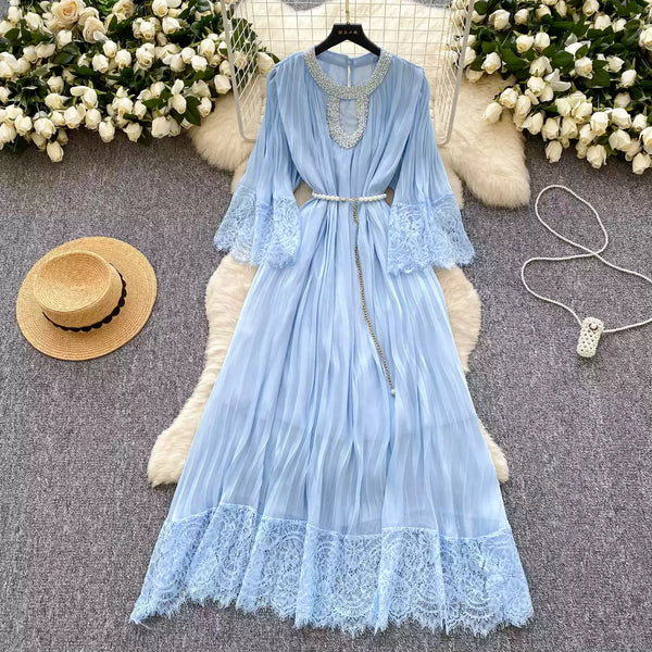 Rhinestone Studded Mesh Patchwork Dress