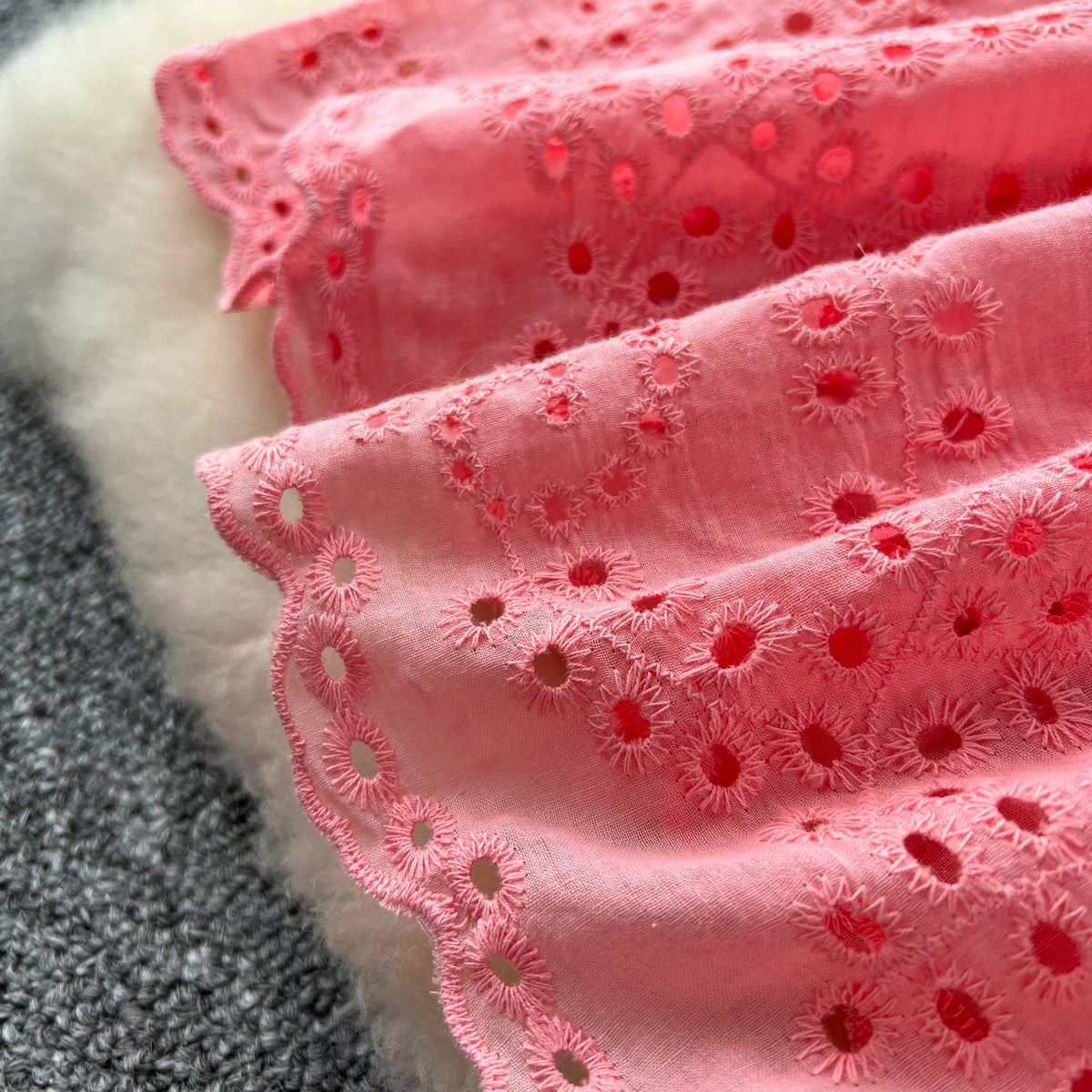French Style Hollowed Embroidered Dress