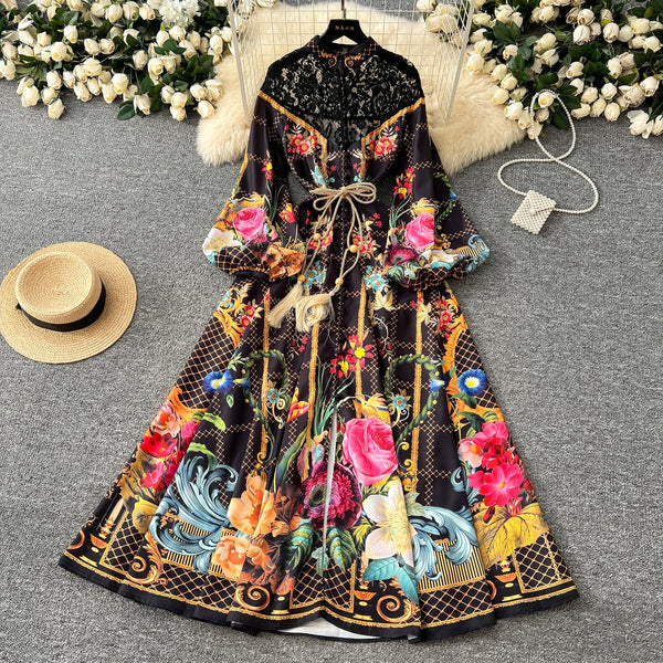 Courtly Mesh Patchwork Floral Dress