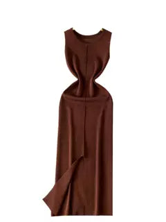Crew Neck Slim-fit Knitted Dress