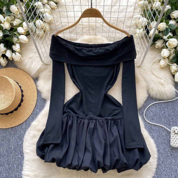 Off-shoulder Color Blocking Patchwork Dress