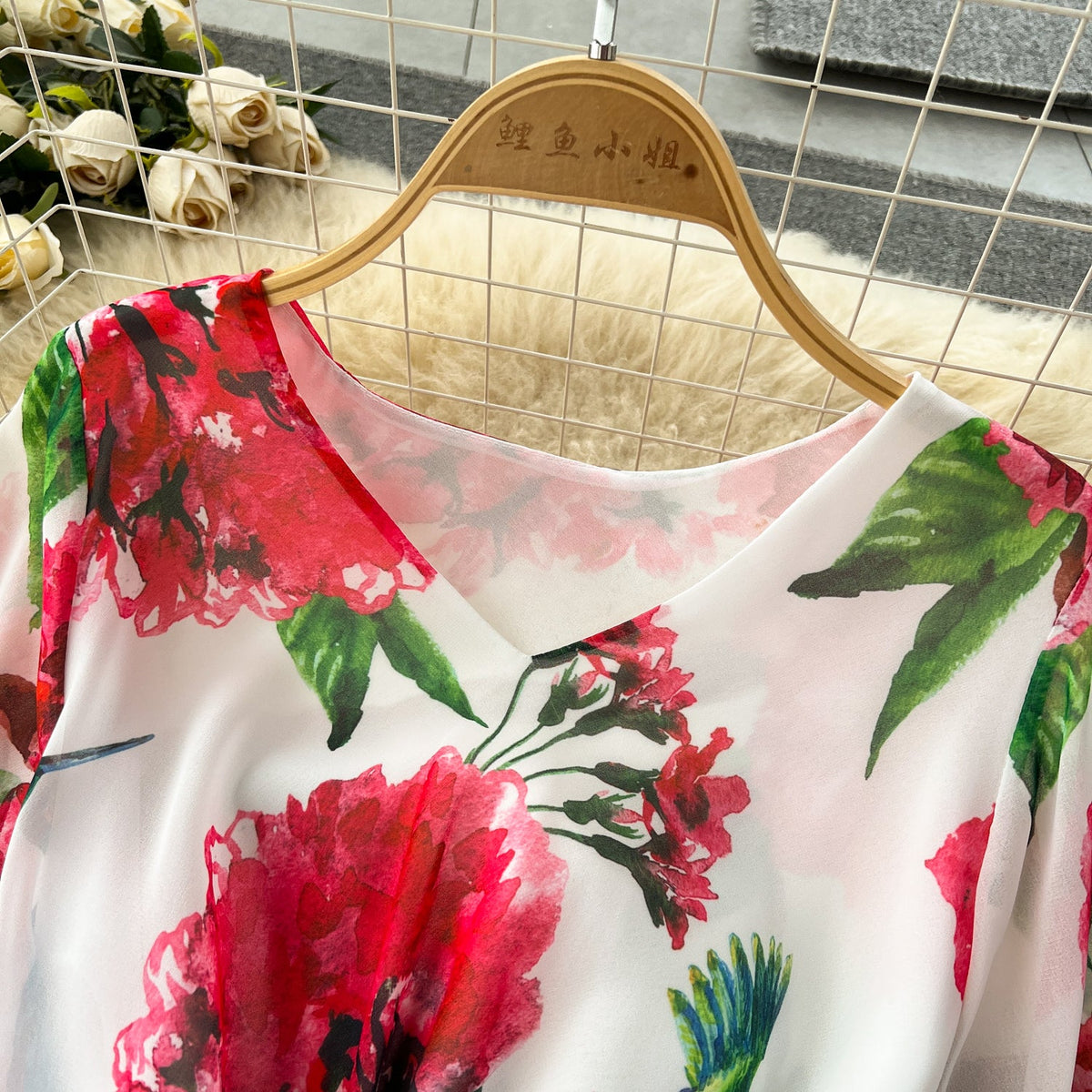 Floral Printed Loose-fit Chiffon Dress