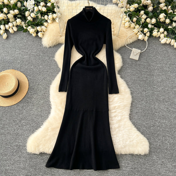 Bodycon Solid Color Knitted Dress