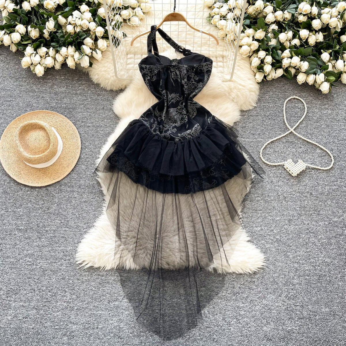 Vintage Distressed Denim Puffy Dress