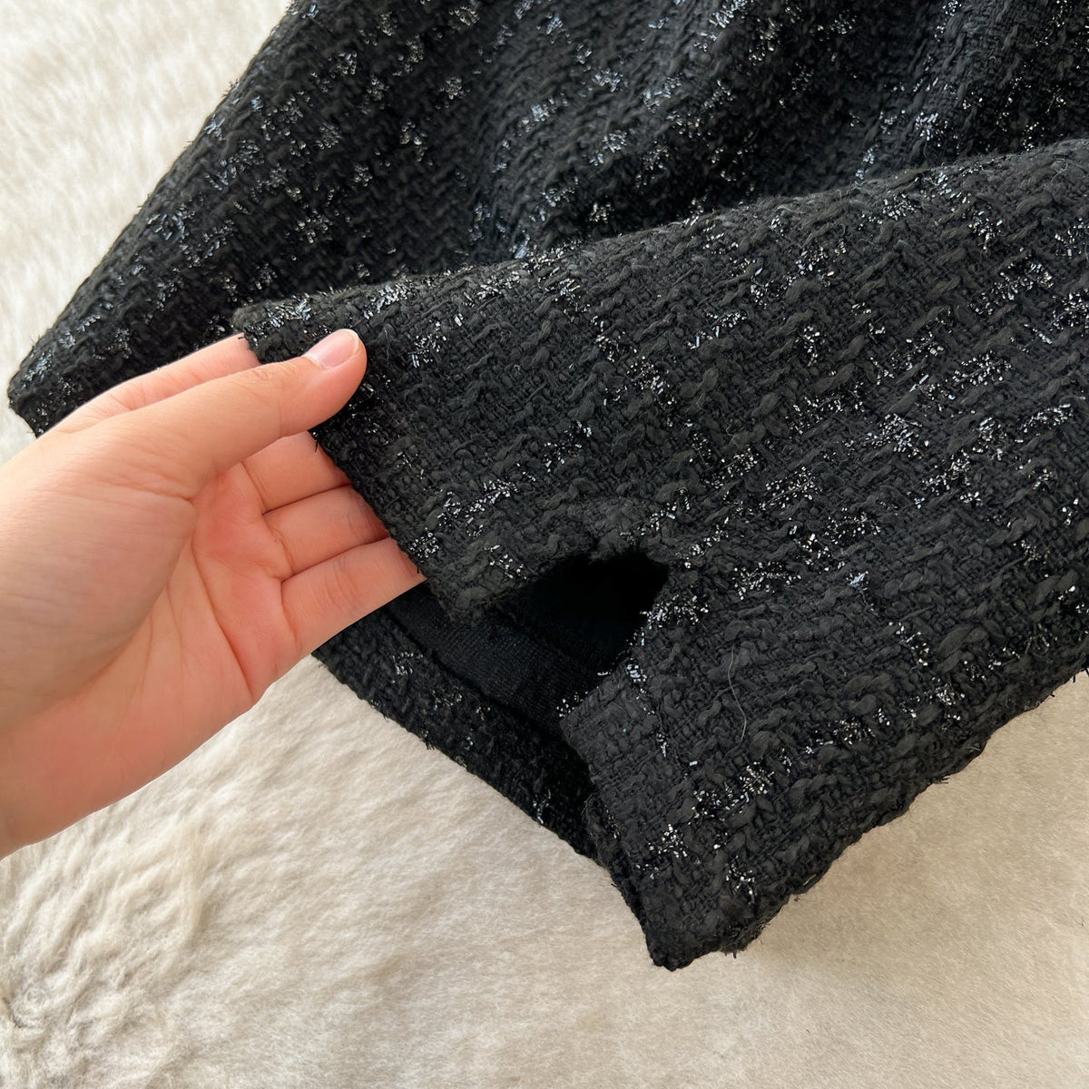Boncuklu Blazer ve Slip Elbise Tweed 2 Parça