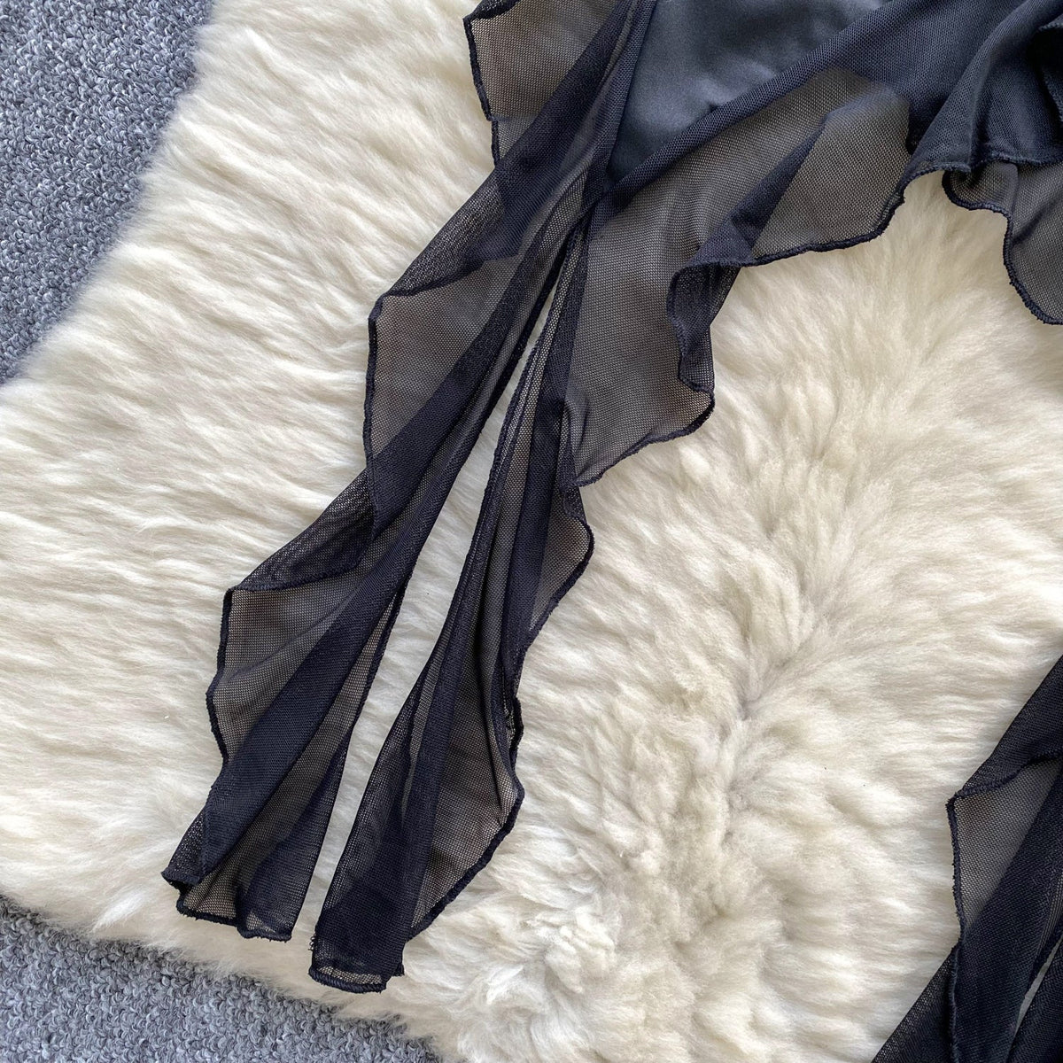 Irregular Design Pleated Black Dress