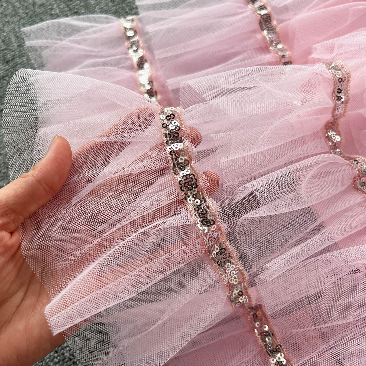 Delicate Sequined Layered Mesh Dress