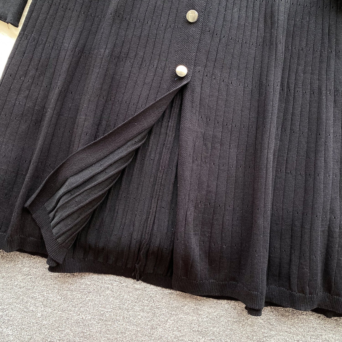 Doll Collar Black Knitted Shirt Dress