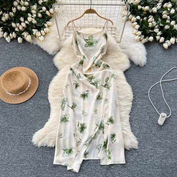 Floral Printed Split Chiffon Dress