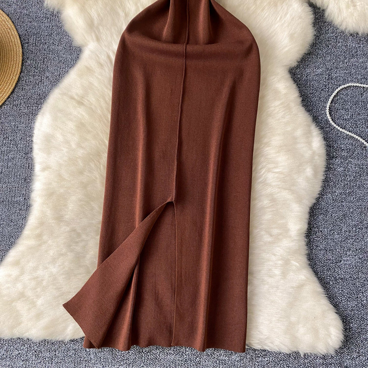 Crew Neck Slim-fit Knitted Dress
