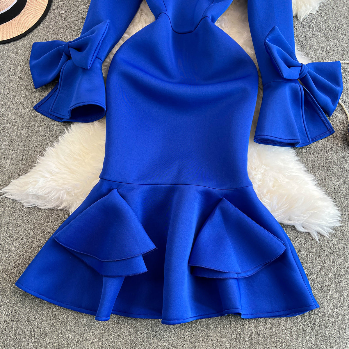 Premium Ruffled Sleeve Fishtail Dress