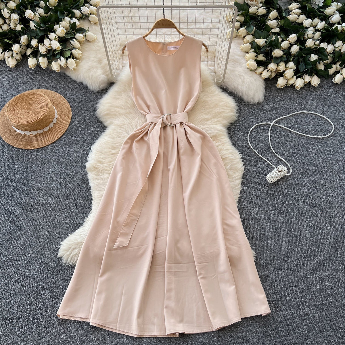French Style Lace-up Sleeveless Dress