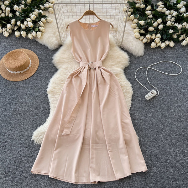 French Style Lace-up Sleeveless Dress