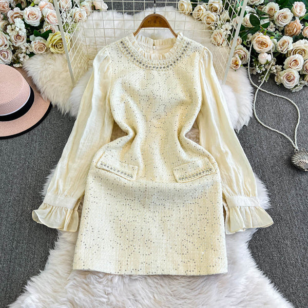 French Style Beaded Patchwork Dress