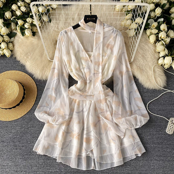 Fairy Floral Mesh Dress&Camisole 2Pcs