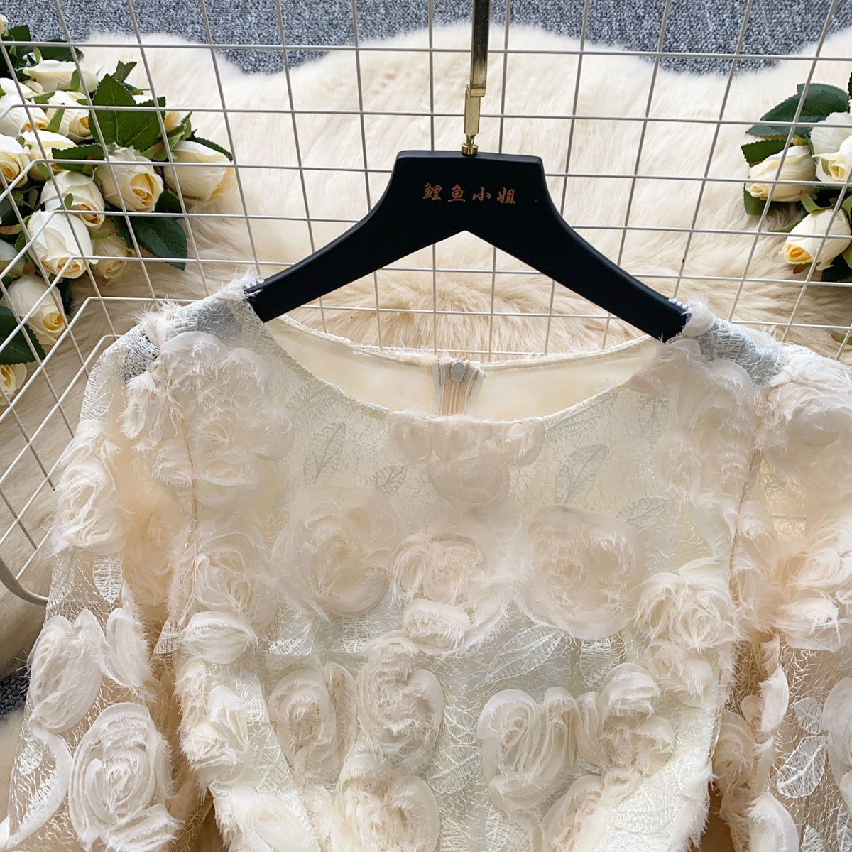 3D Floral Patchwork Mesh Dress