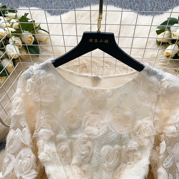 3D Floral Patchwork Mesh Dress