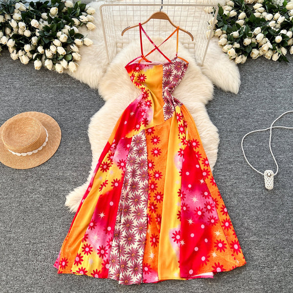 Bohemia Style Printed Halter Dress