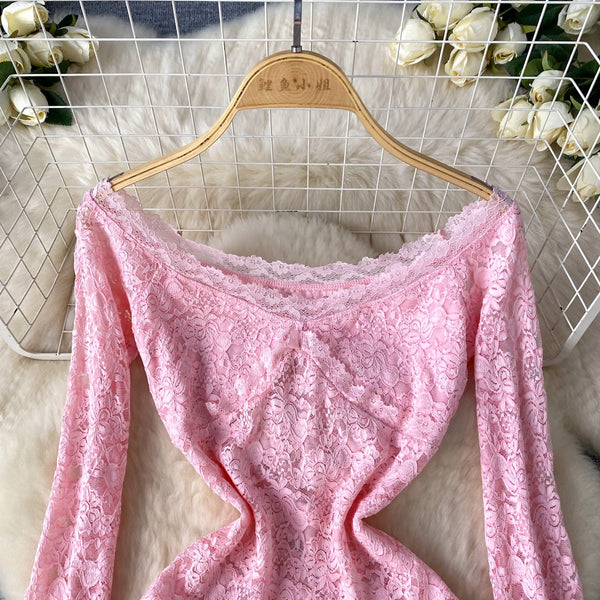 Elegant Slim-fit Embroidered Lace Dress