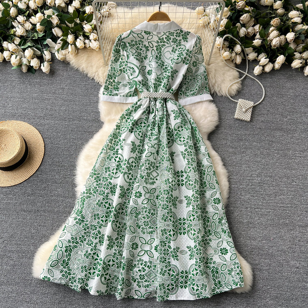 Courtly Embroidered Lace Floral Dress