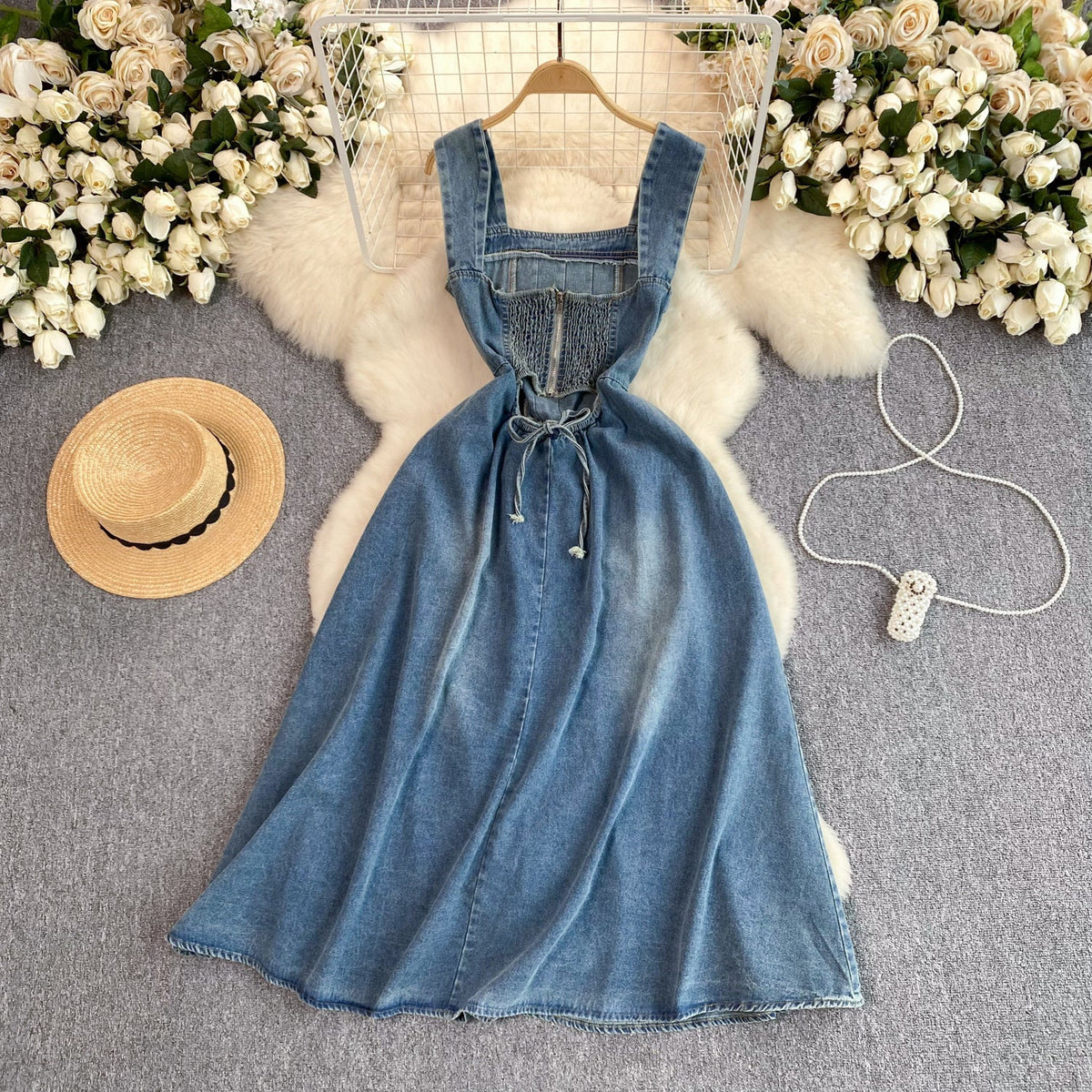 Korean Style Denim Slip Dress